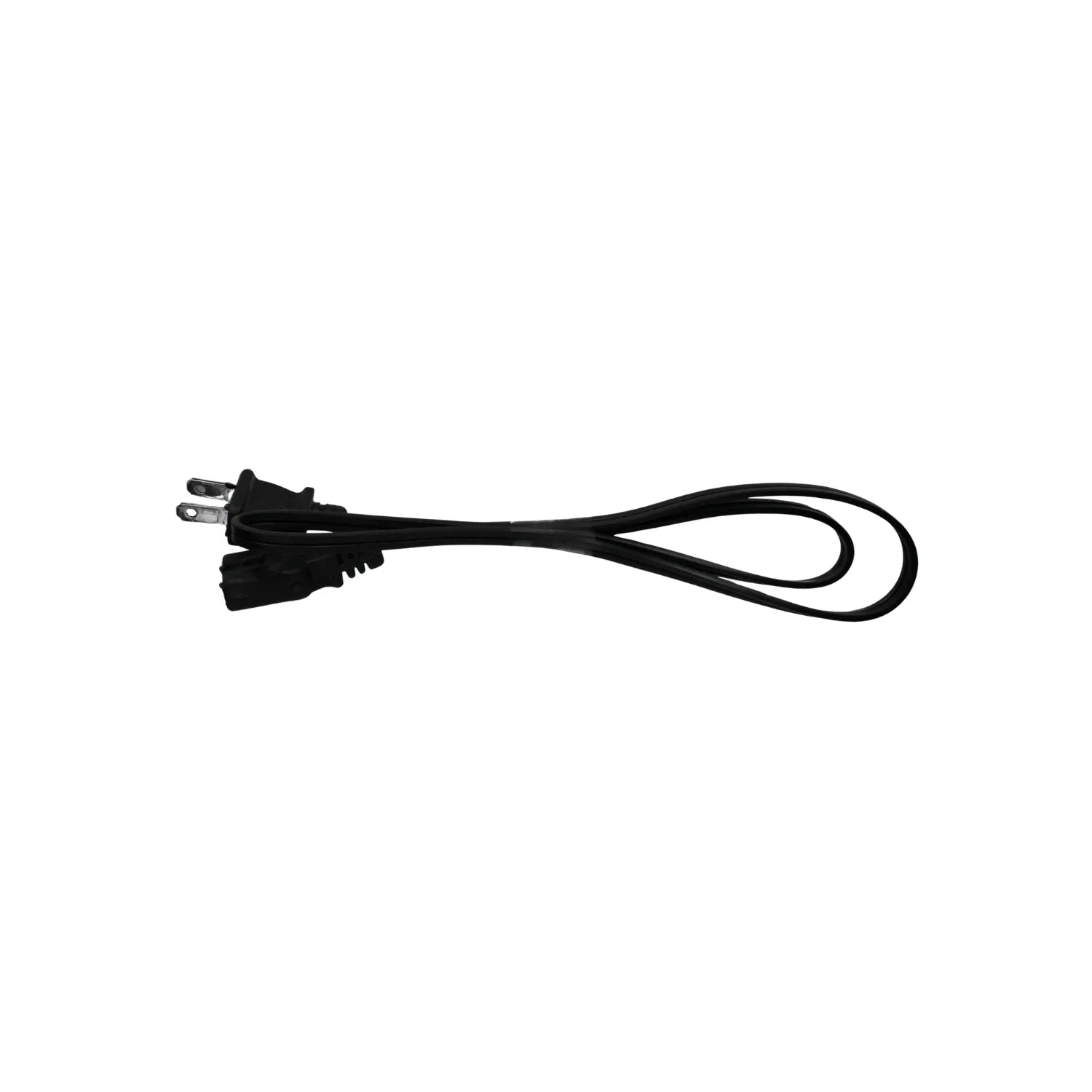 Cable de corriente eléctrico negro, enchufe polarizado de 2 puntas NEMA y conector figura 8 (C7).