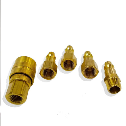 Juego de acoples rápidos neumáticos de latón, incluye 1 hembra y 4 machos para aire comprimido