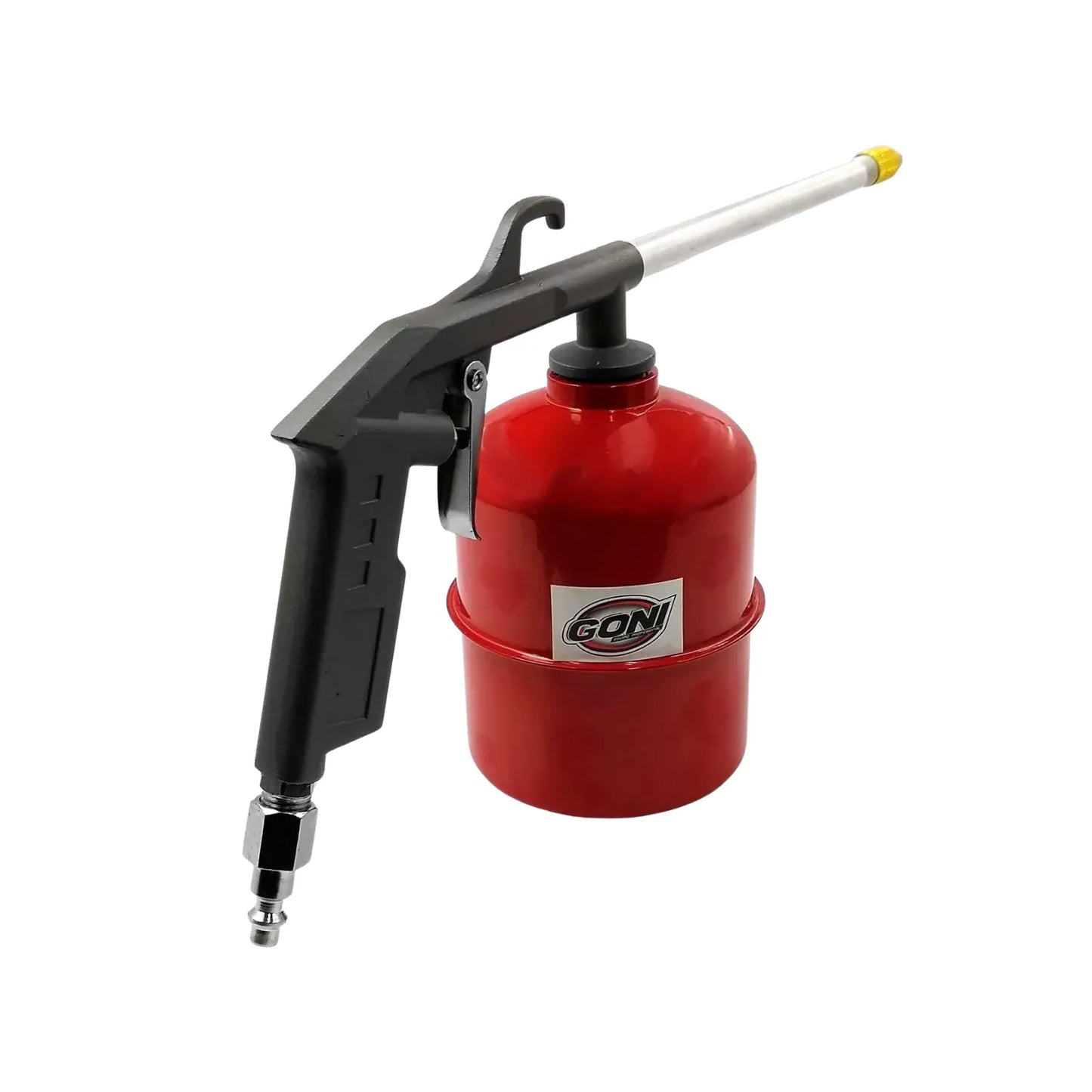 Pistola de limpieza neumática Goni con depósito rojo de 1 litro para lavado de motores y aplicación de solventes