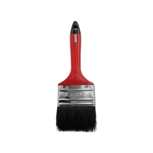 Brocha plana Goni de 2 1/2 pulgadas, mango rojo ergonómico y cerdas negras, para pintura general