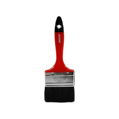 Brocha de pintura Goni de 3 pulgadas con mango rojo y cerdas negras para uso general