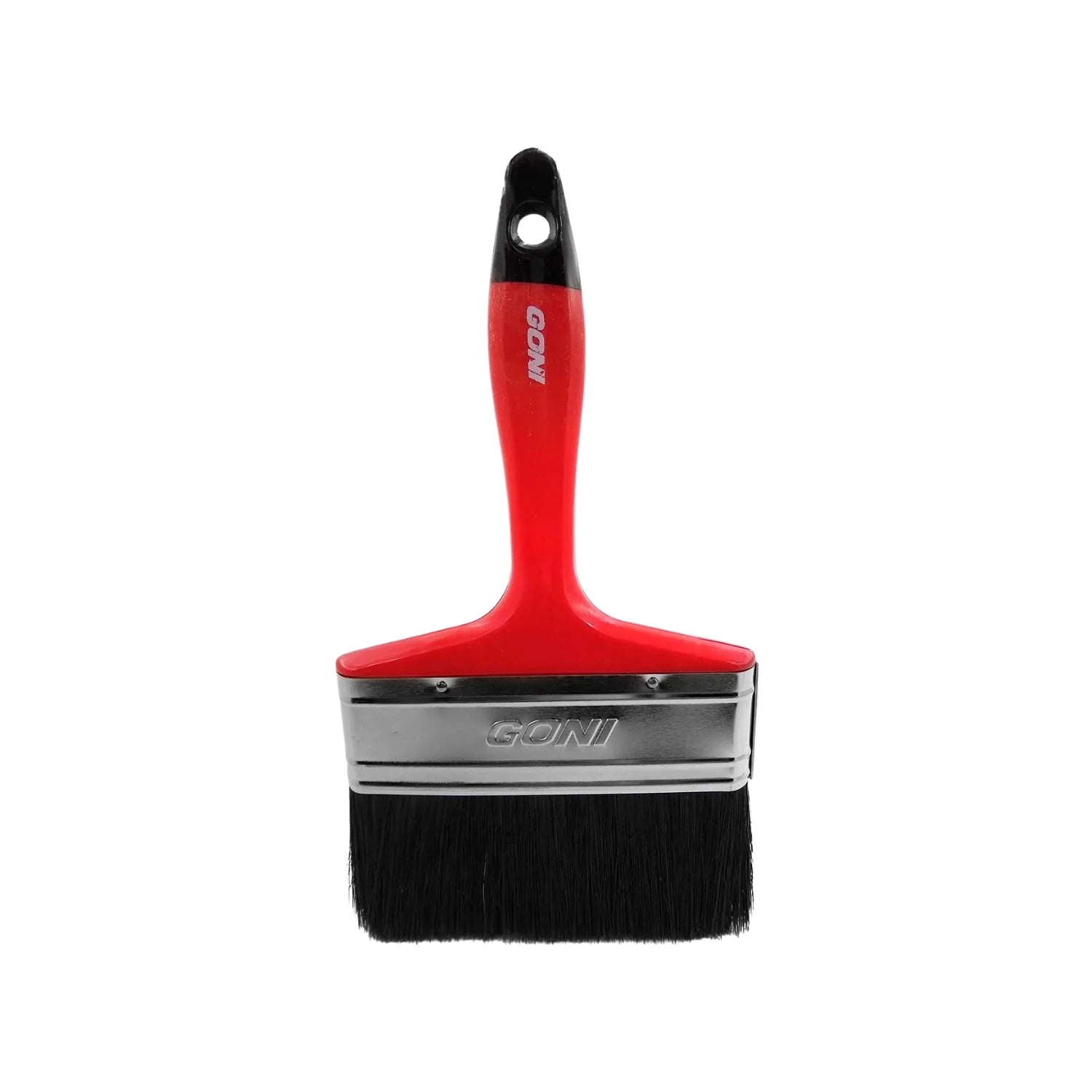 Brocha de pintura plana Goni 5 pulgadas con mango rojo, cerdas negras, para aplicación profesional