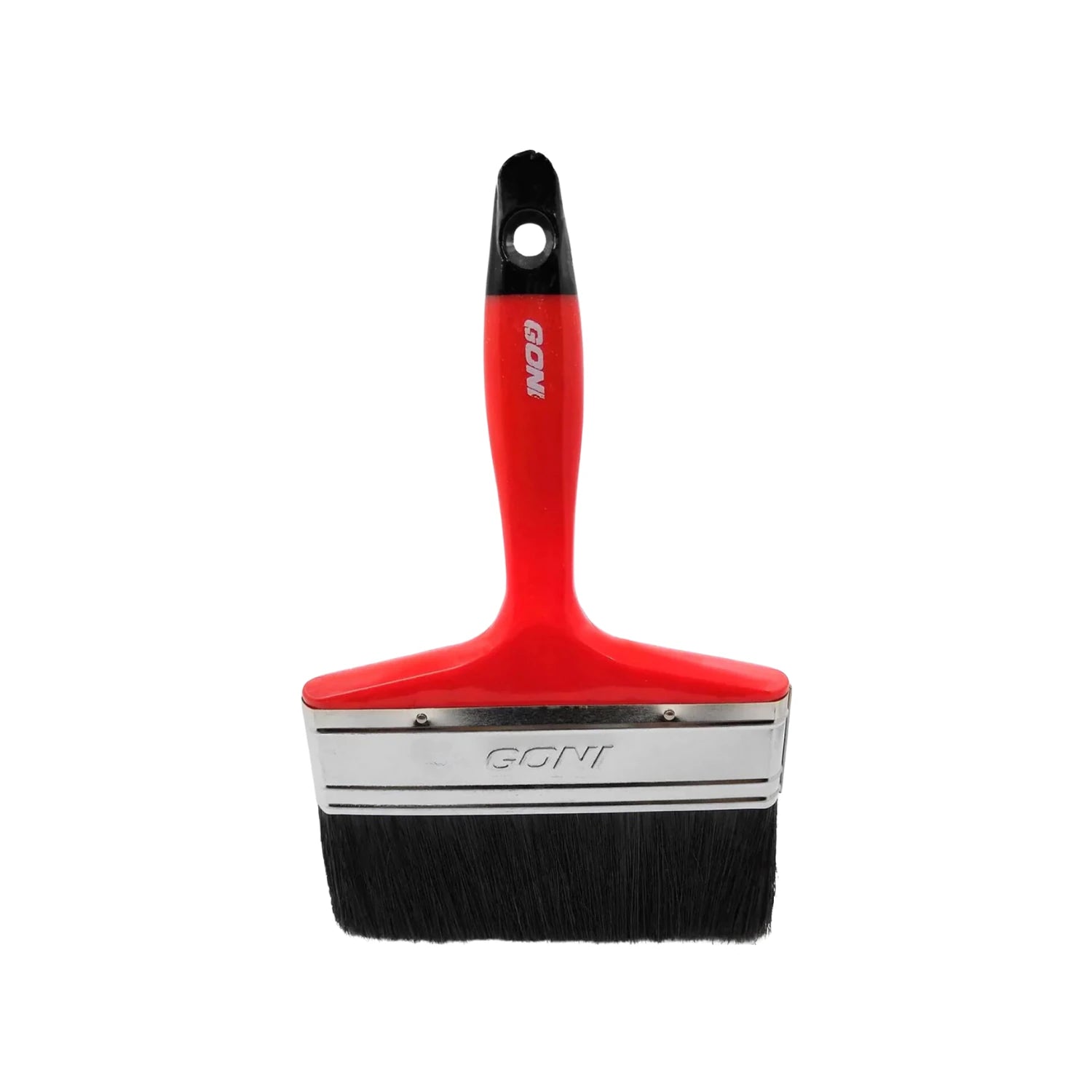 Brocha ancha GONI para pintura, mango rojo, cerdas negras. Herramienta de ferretería para pintar paredes.