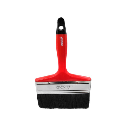 Brocha ancha GONI para pintura, mango rojo, cerdas negras. Herramienta de ferretería para pintar paredes.
