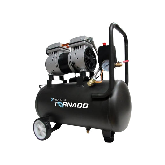 Compresor de aire silencioso Redy Kits Tornado 1 HP 24 litros negro con ruedas y doble motor para taller