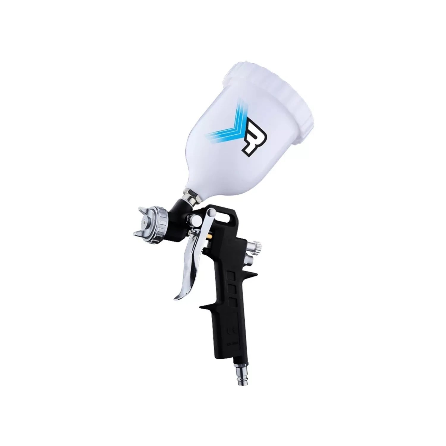 Pistola para pintar de gravedad Redy 600 ml, blanca y negra, para acabados profesionales.