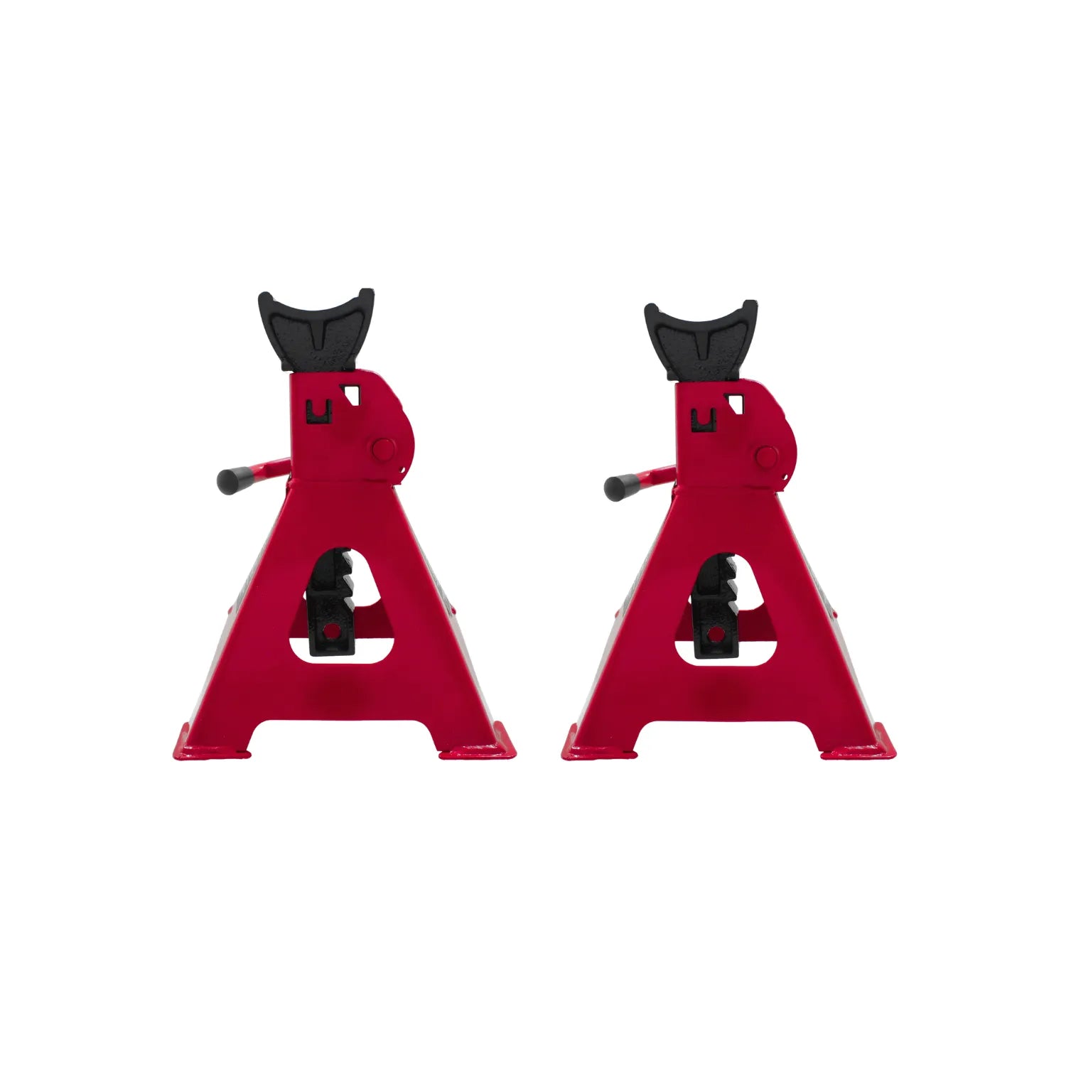 Juego de 2 torres para auto de acero rojo con barra de trinquete ajustable para soporte y seguridad automotriz.