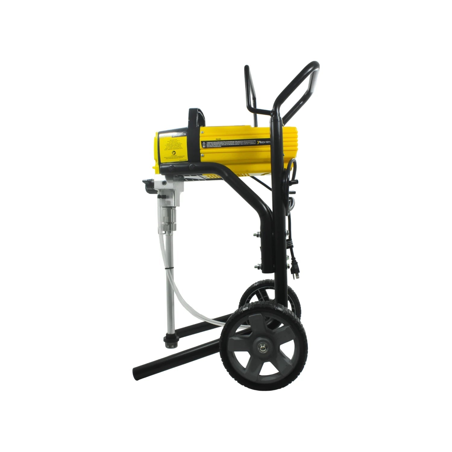 Pulverizador de pintura airless profesional amarillo y negro con ruedas para aplicación eficiente