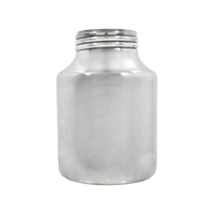 Vaso de aluminio plateado con rosca para pistola de pintar, resistente y duradero