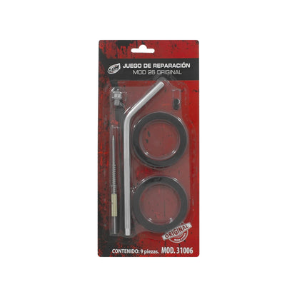 Juego de reparación Goni 31006 para pistola, incluye aguja, empaques y tubo metálico. Kit original de 9 piezas.