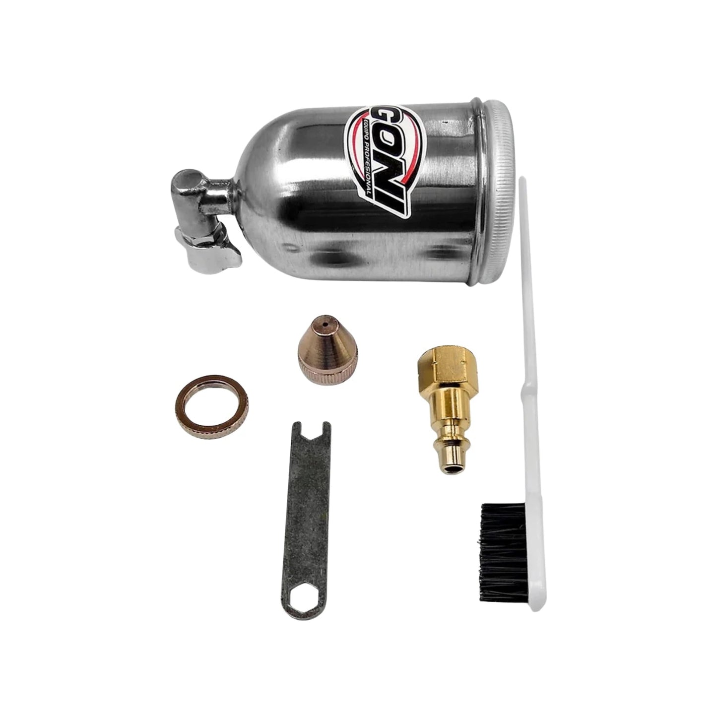 Pistola para pintar de gravedad mini Goni 200ml, kit con boquilla, conexión y accesorios de limpieza