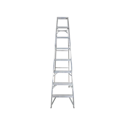 Escalera de tijera profesional de 7 peldaños de aluminio, resistente y plegable para trabajo en altura