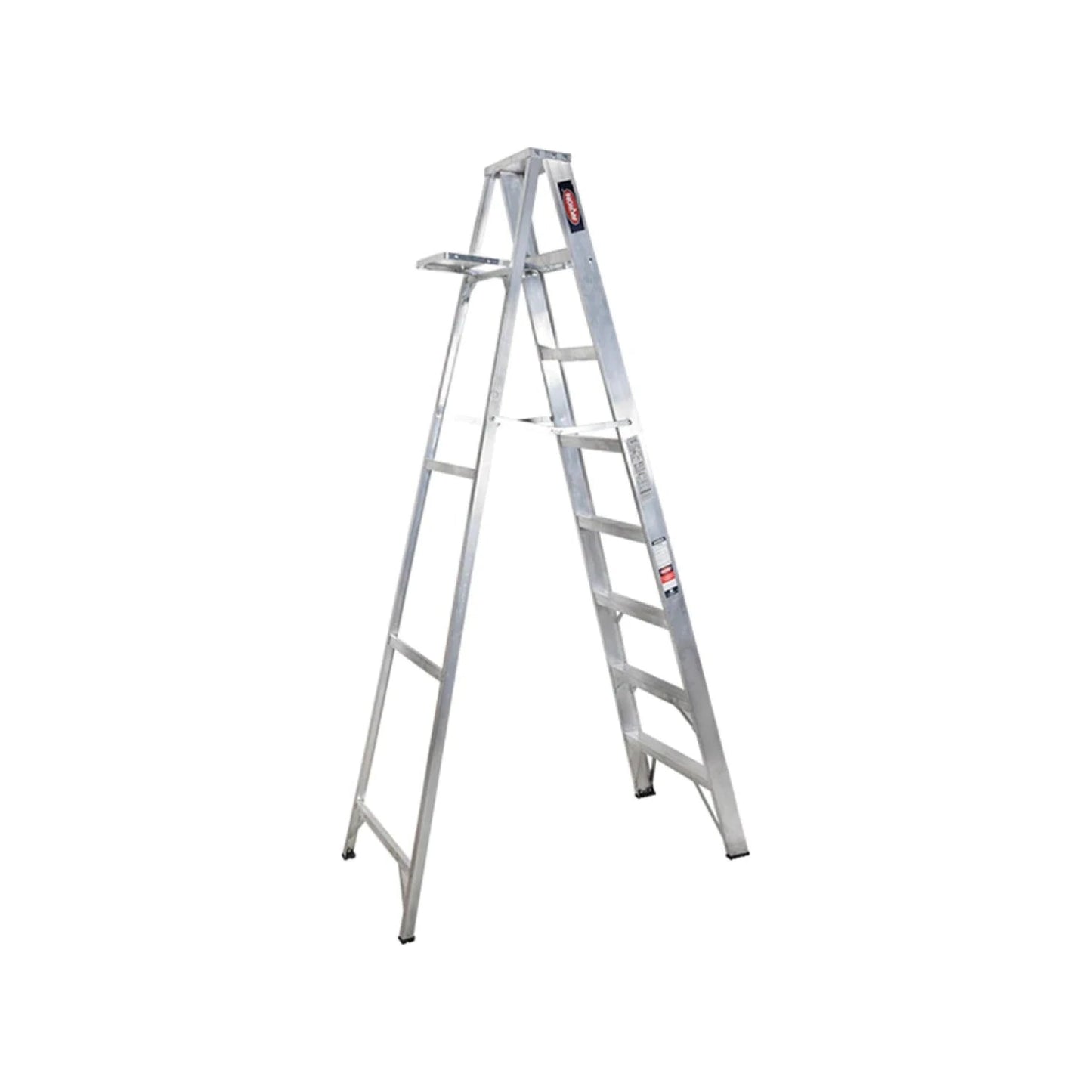Escalera de tijera de aluminio Akron 7 peldaños, con plataforma de trabajo superior para ferretería