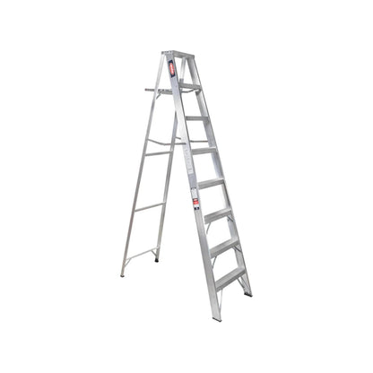 Escalera de tijera de aluminio de 7 peldaños, ideal para trabajos de bricolaje y mantenimiento en altura.