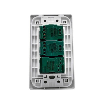 Placa eléctrica blanca Solaris WB-612 con un apagador y dos contactos tipo dúplex