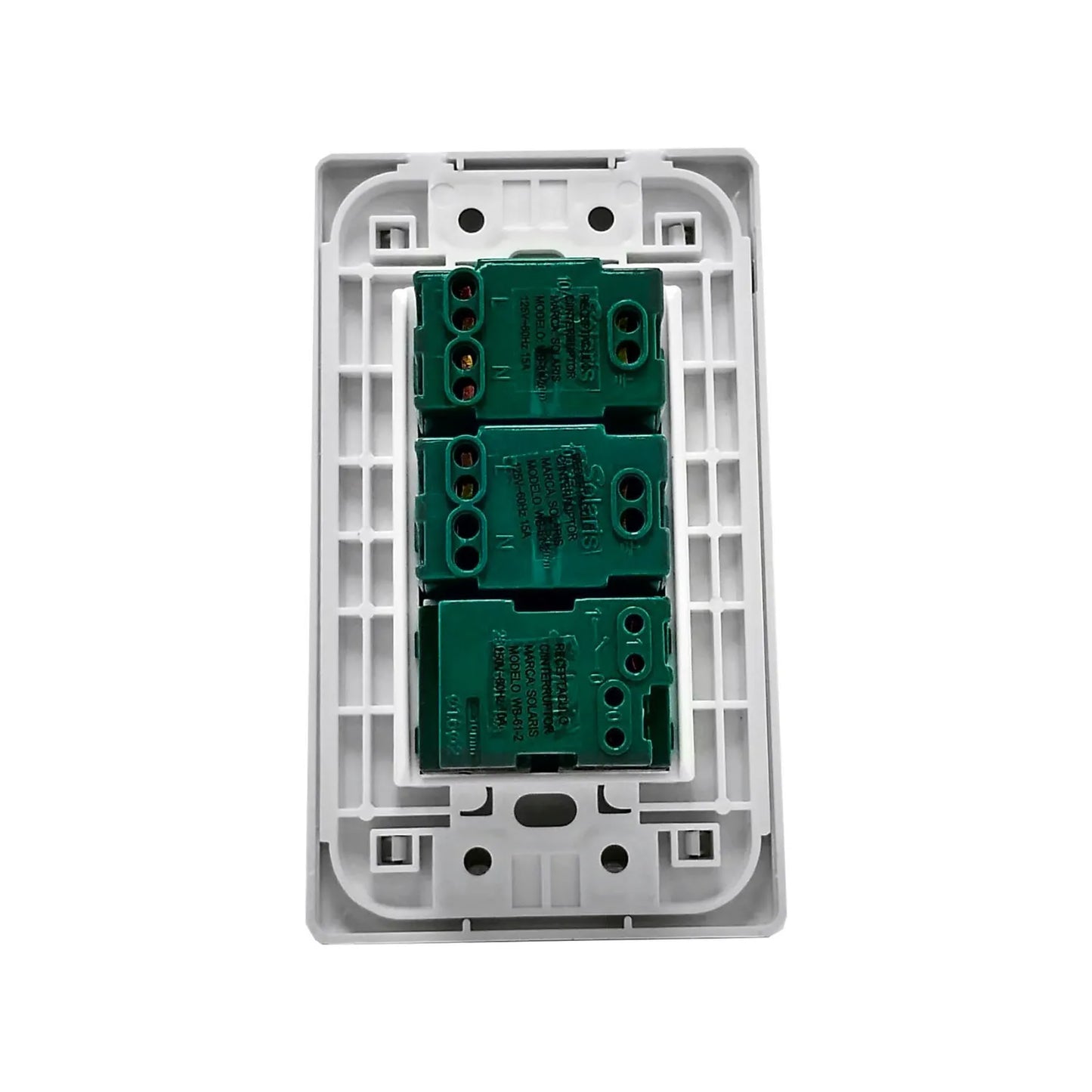 Placa 1 apagador/2 contactos blanca Solaris WB-612 ultra