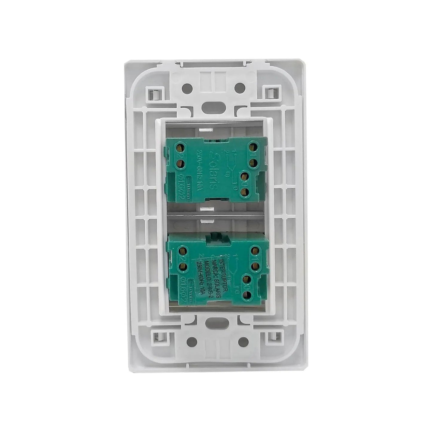 Placa con dos interruptores de escalera Solaris 250V 10A, color blanco