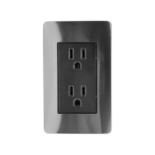 Placa 2 contactos negra cromo Solaris AL61NG