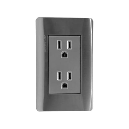 Placa 2 contactos gris cromo Solaris AL61GR