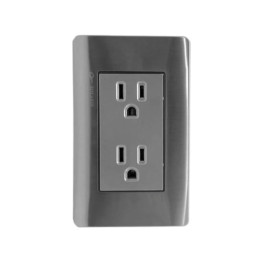 Placa 2 contactos gris cromo Solaris AL61GR