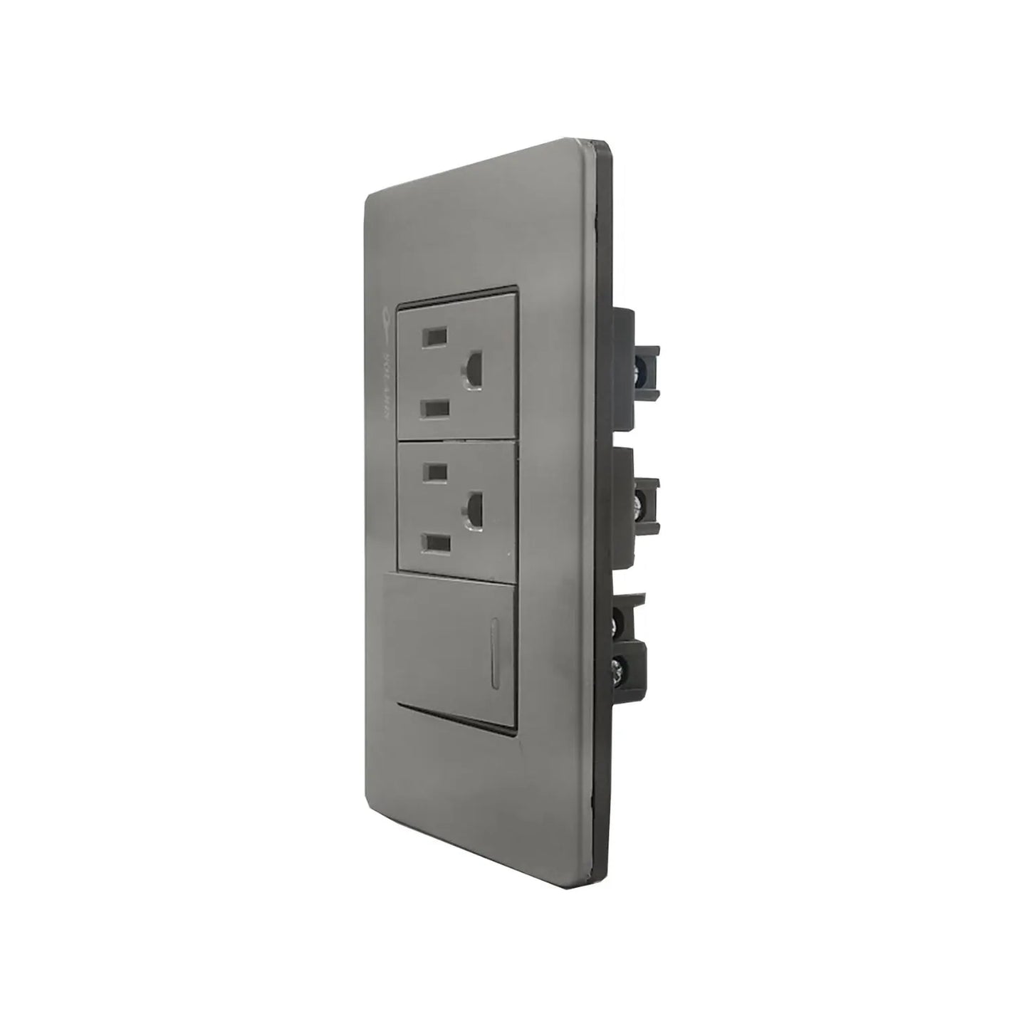 Placa 1 apagador/2 contactos gris cromo Solaris AL612GR