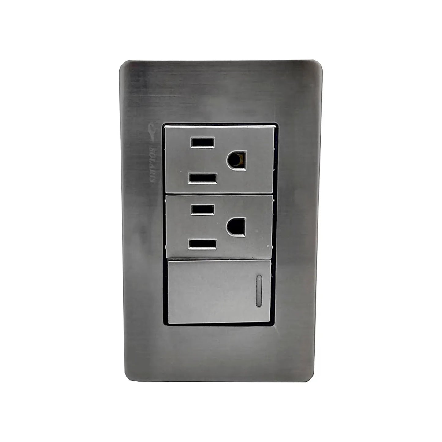 Placa 1 apagador/2 contactos gris cromo Solaris AL612GR