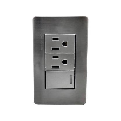 Placa 1 apagador/2 contactos gris cromo Solaris AL612GR