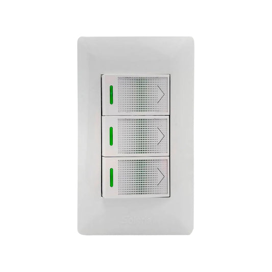 Placa 3 apagadores blanca Solaris WB-3 ultra