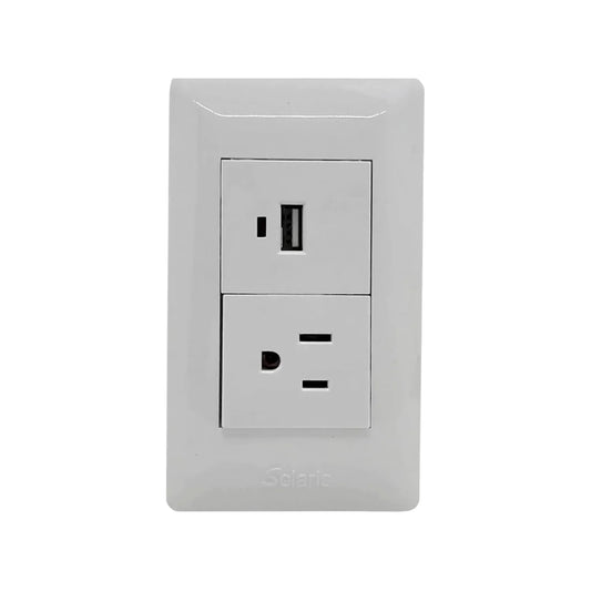 Placa 1 contacto/1 USB blanca Solaris WB-61USB ultra