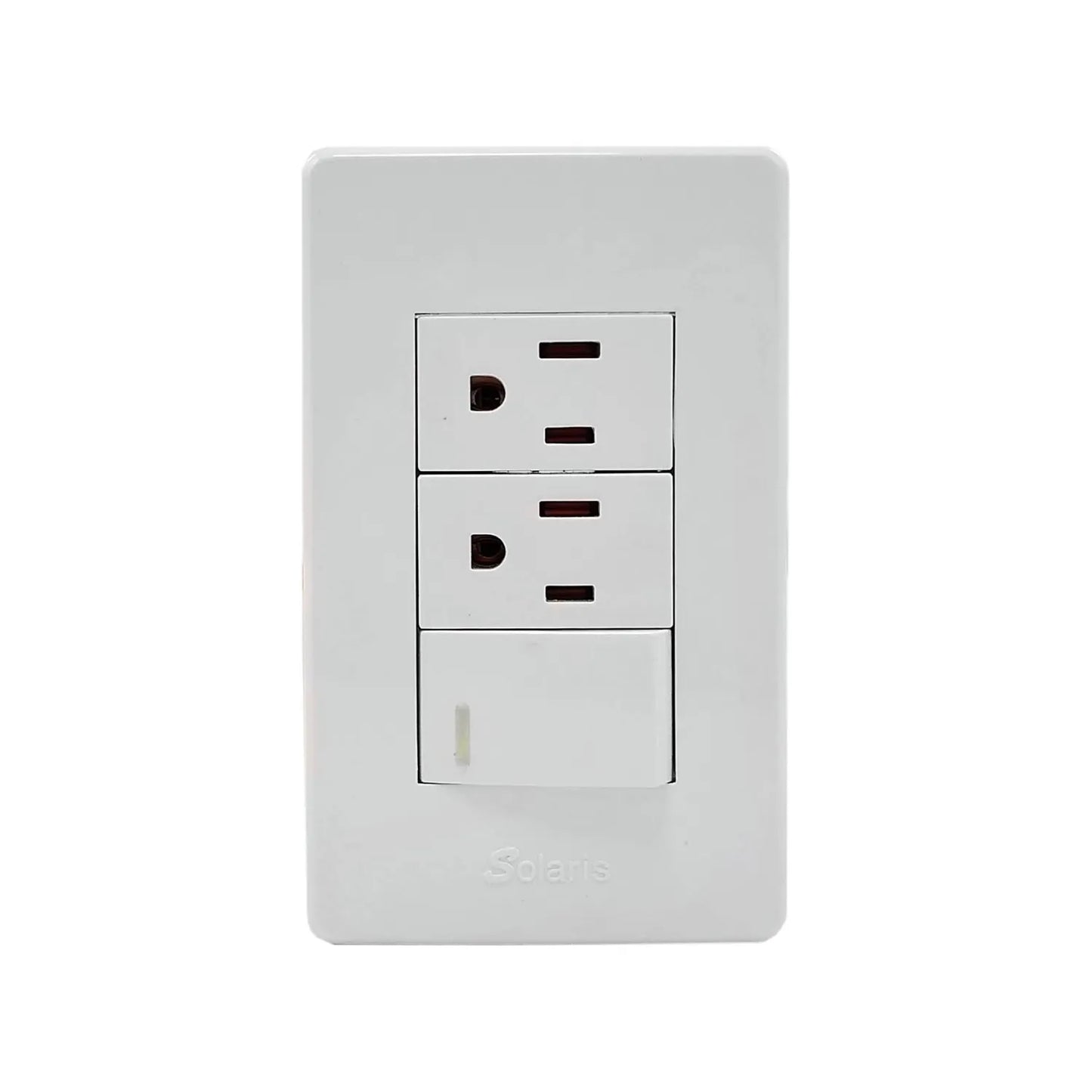 Placa 1 apagador/2 contactos blanca Solaris 86612BC
