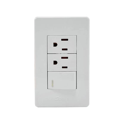 Placa 1 apagador/2 contactos blanca Solaris 86612BC
