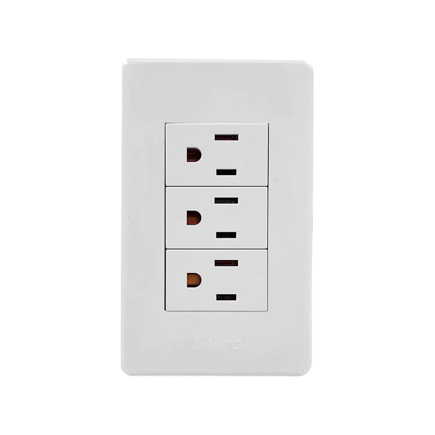 Placa eléctrica blanca Solaris con 3 tomas de corriente para pared