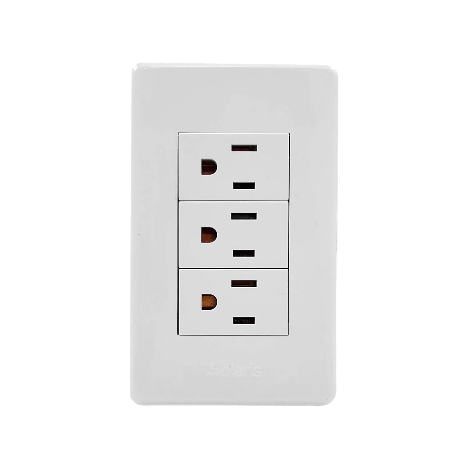 Placa eléctrica blanca Solaris con 3 tomas de corriente para pared
