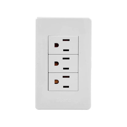 Placa eléctrica blanca Solaris con 3 tomas de corriente para pared
