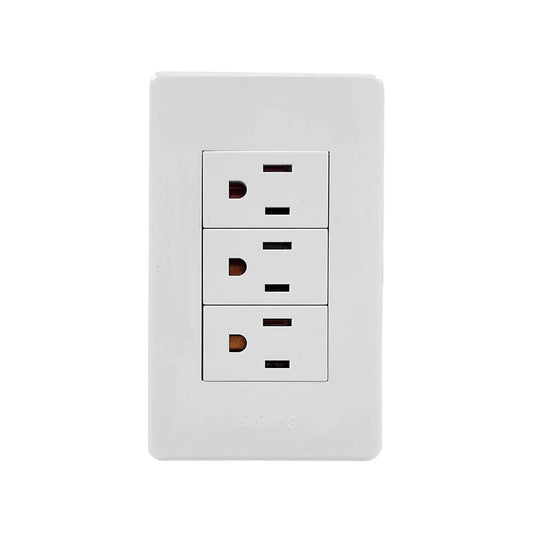 Placa 3 contactos blanca Solaris 86613BC