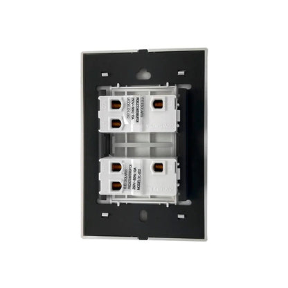 Módulo doble interruptor eléctrico Solaris L-002, blanco, vista trasera con terminales 250V 10A