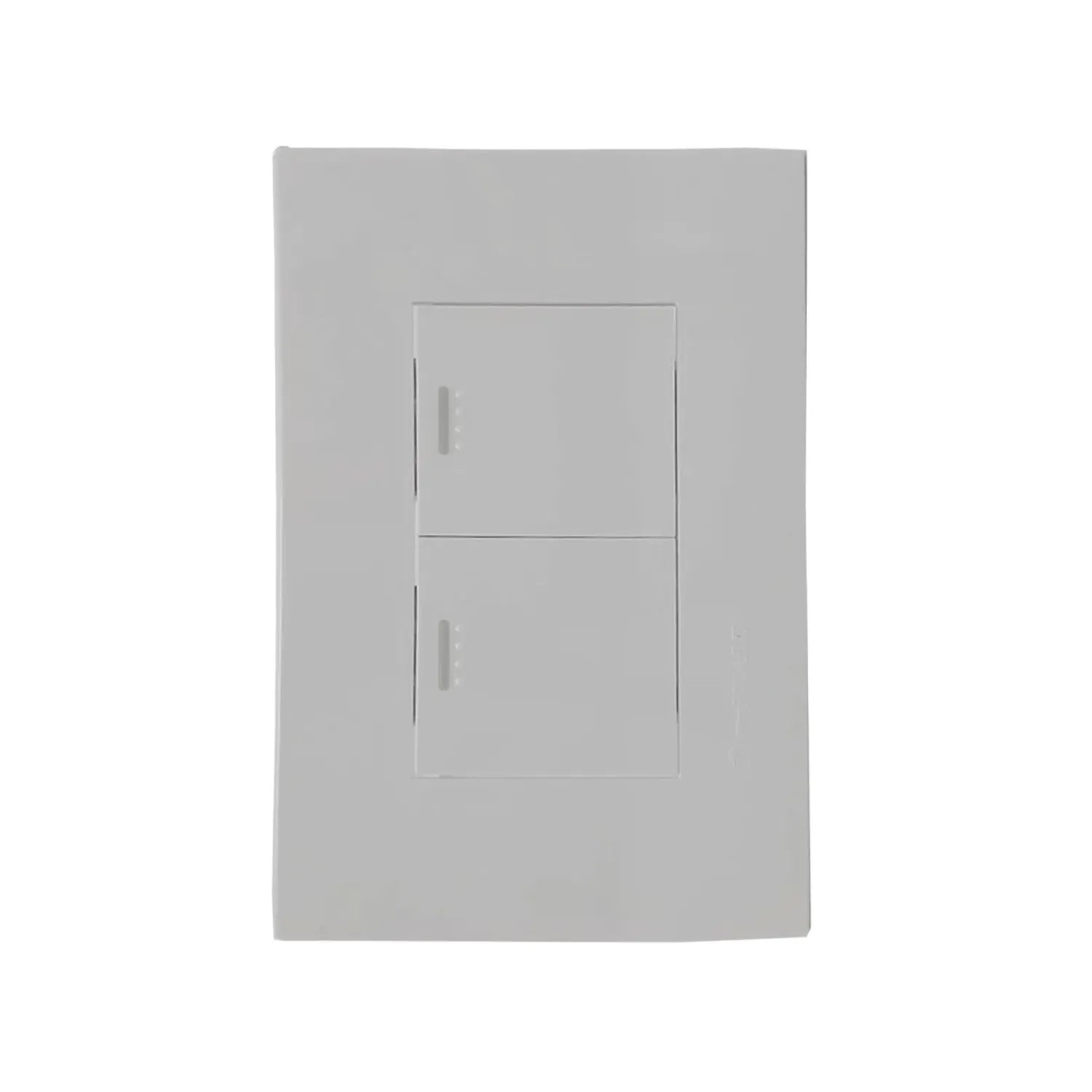 Placa de pared eléctrica blanca con dos interruptores push para luz de escalera