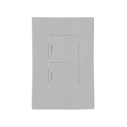 Placa de pared eléctrica blanca con dos interruptores push para luz de escalera
