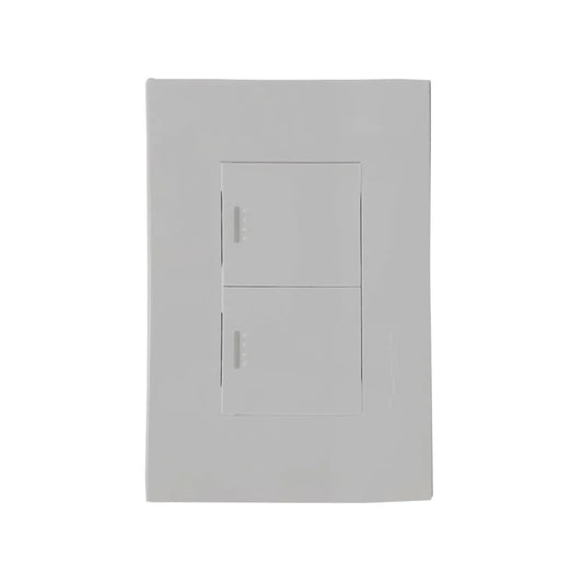 Placa 2 apagadores escalera blanca push Solaris L-002