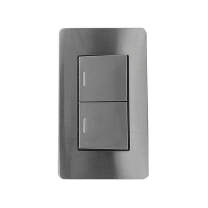 Placa 2 apagadores escalera gris cromo Solaris 2-AL-2-GR