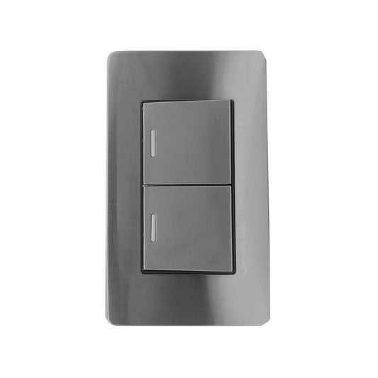 Placa 2 apagadores escalera gris cromo Solaris 2-AL-2-GR