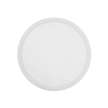 Lámpara panel LED redonda blanca de sobreponer 18W, ideal para iluminación de techo.