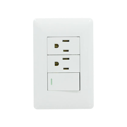 Placa 1 apagador/2 contactos blanca Solaris ECO-61-2-BC