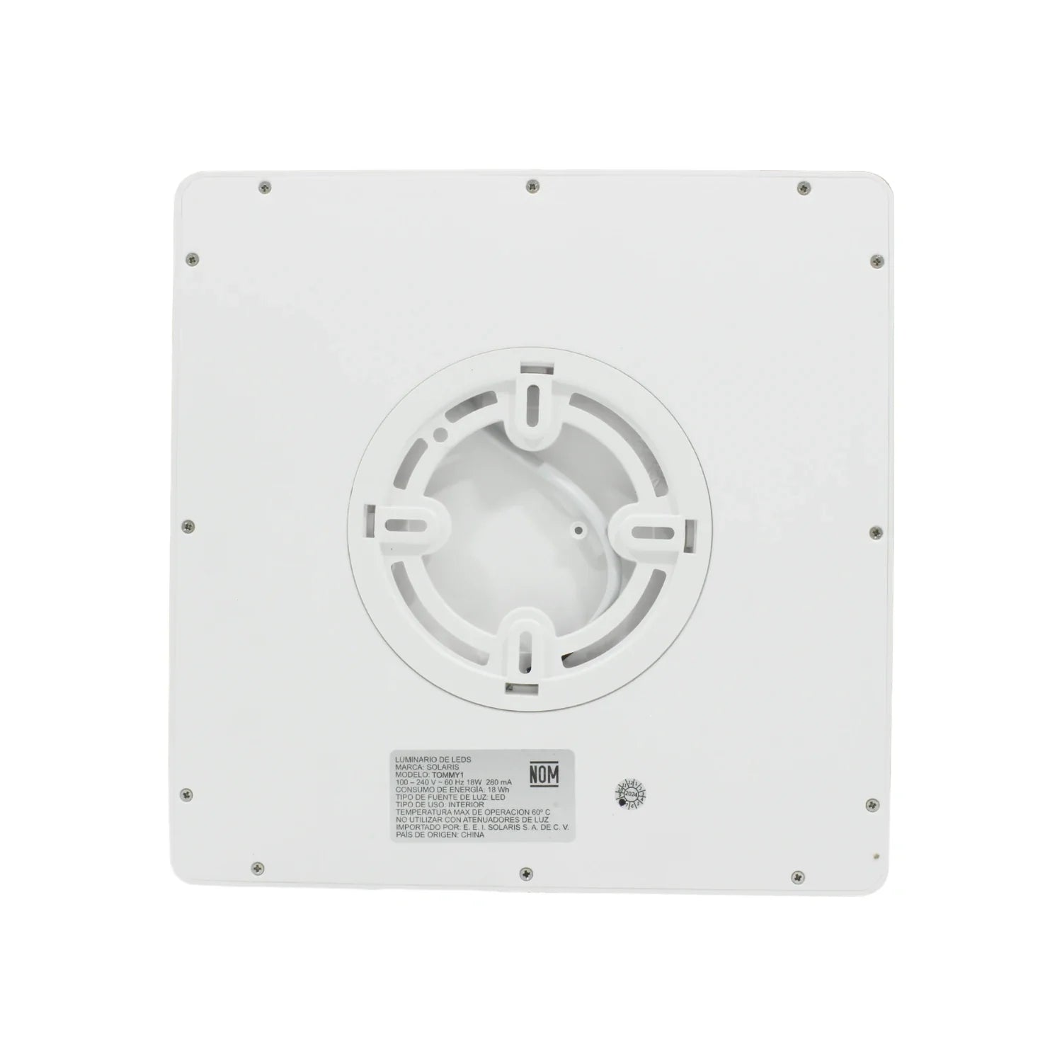 Lámpara panel LED Solaris Tommy1 cuadrada 18W blanca de sobreponer para uso interior, vista trasera.