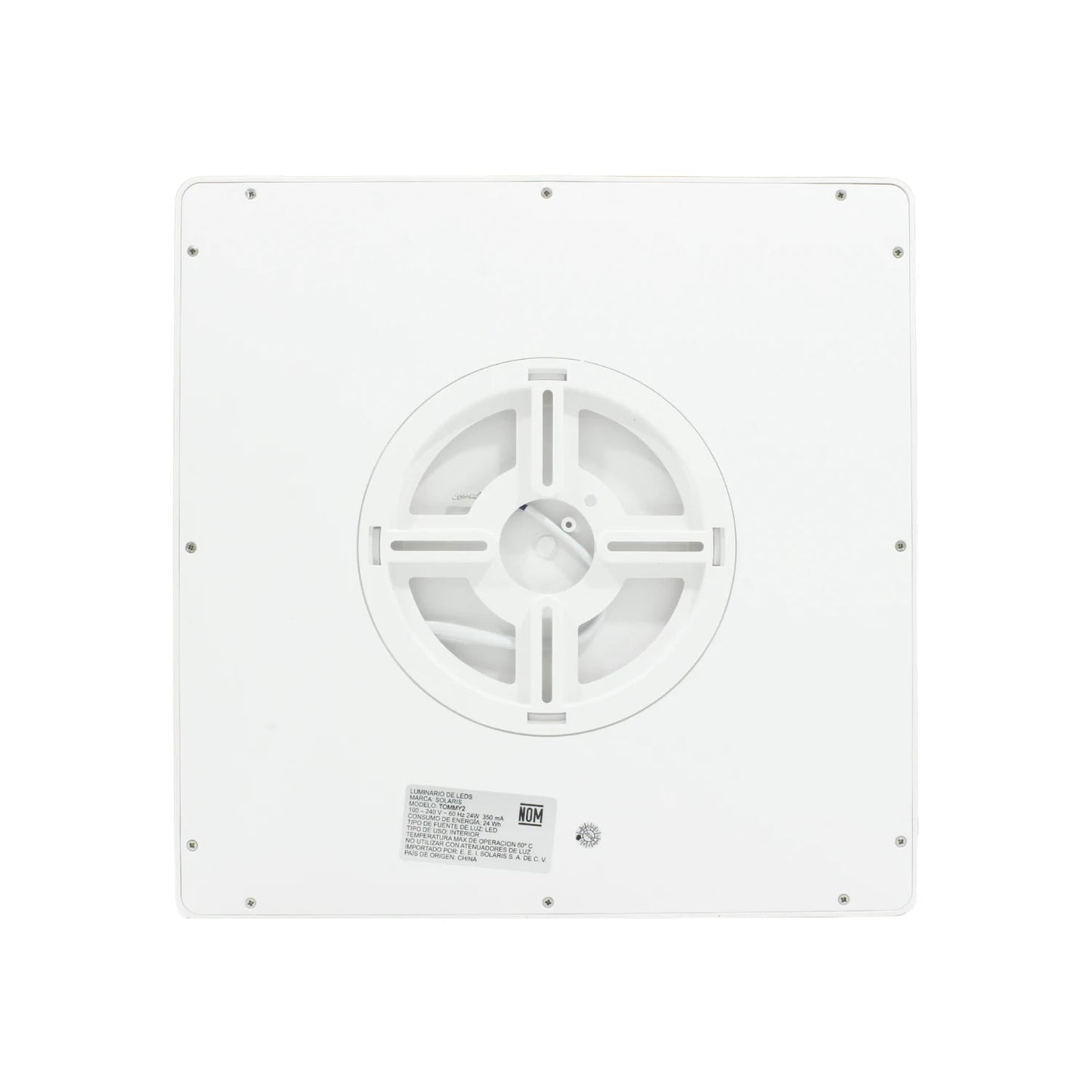 Lámpara panel LED cuadrado blanco Tommy2 24W, vista trasera para sobreponer