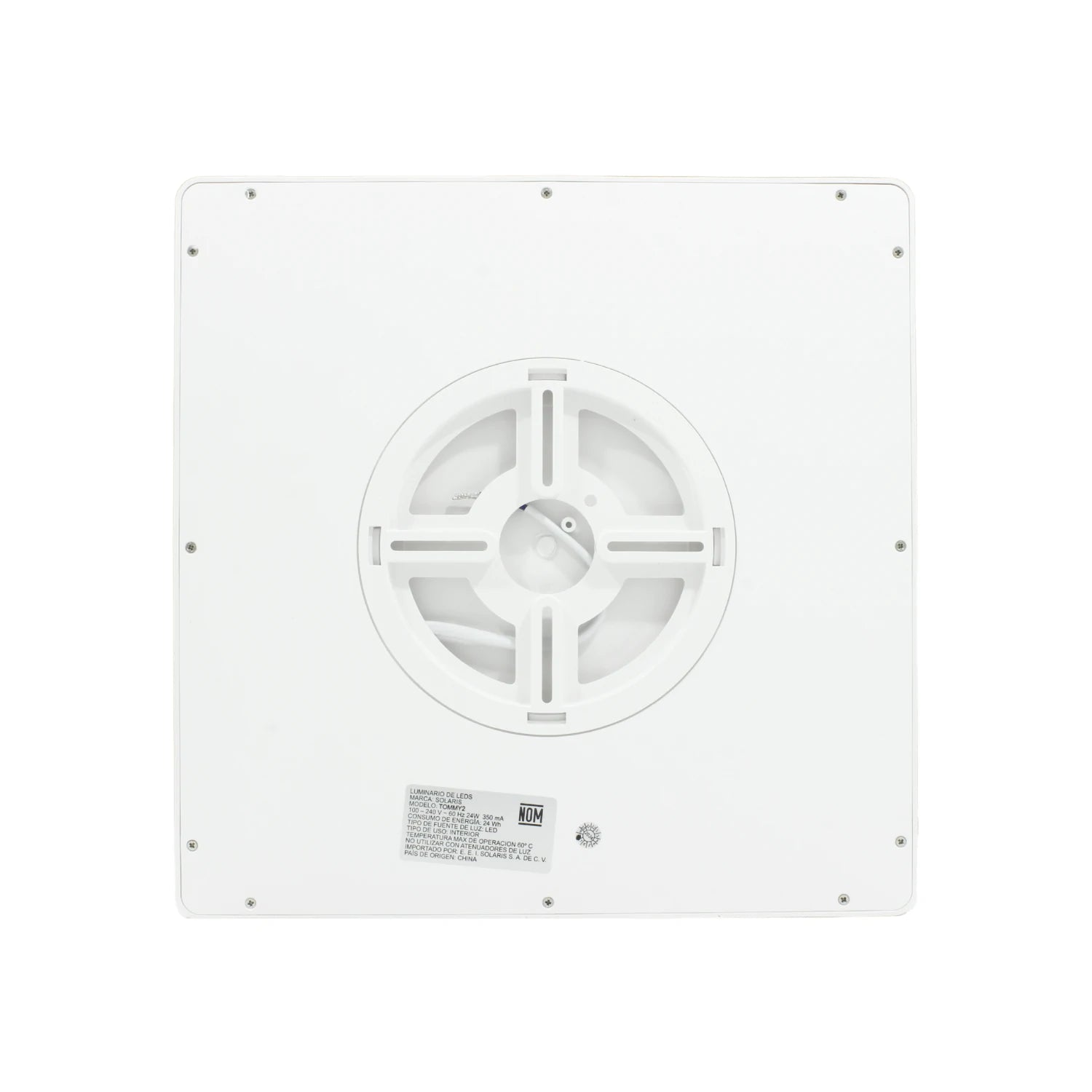 Lámpara panel LED cuadrado blanco Tommy2 24W, vista trasera para sobreponer