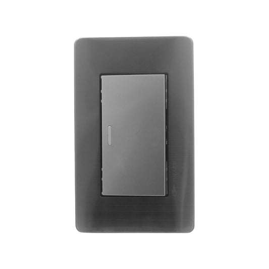 Placa de botón para timbre Solaris AL-27-GR, color gris oscuro, acabado moderno.