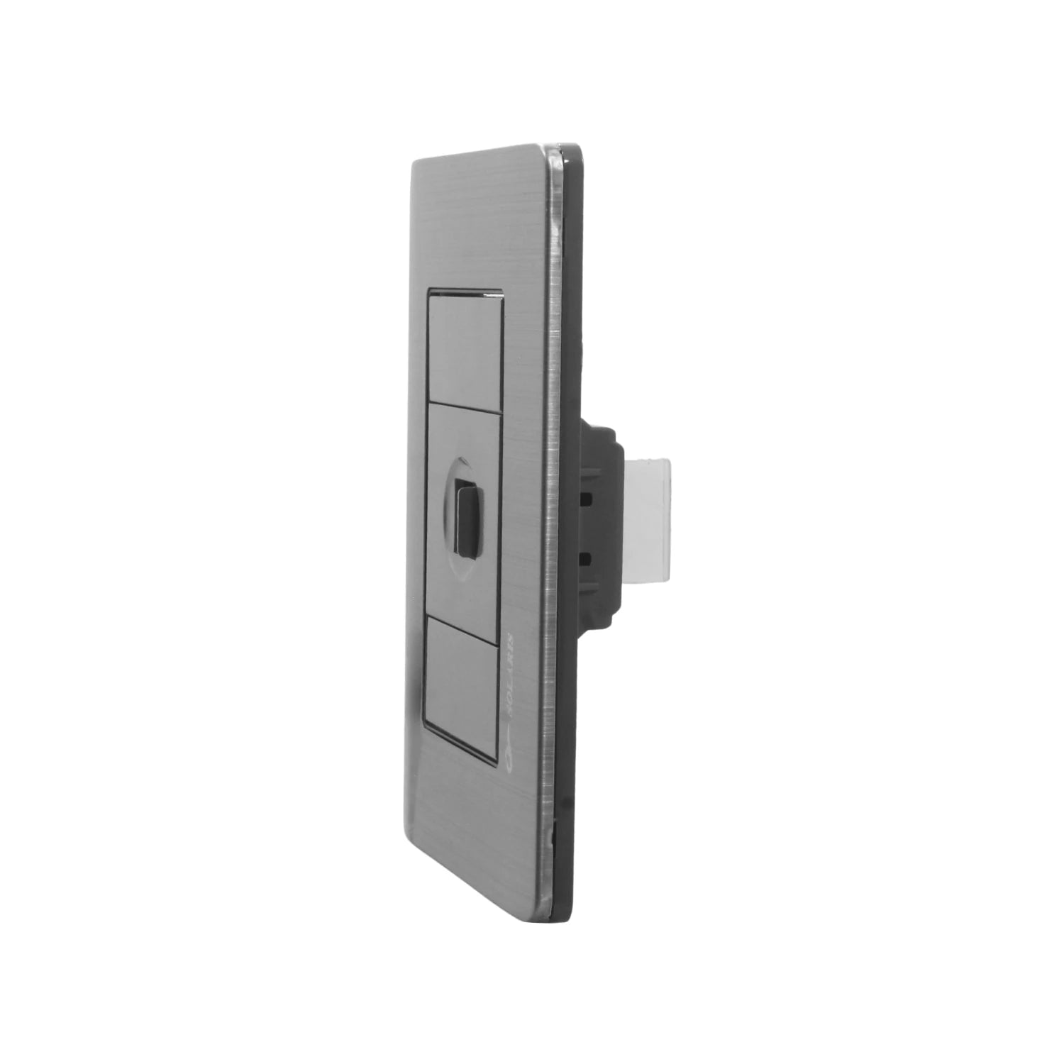 Placa de pared gris Solaris con 1 entrada de teléfono, acabado metálico cepillado