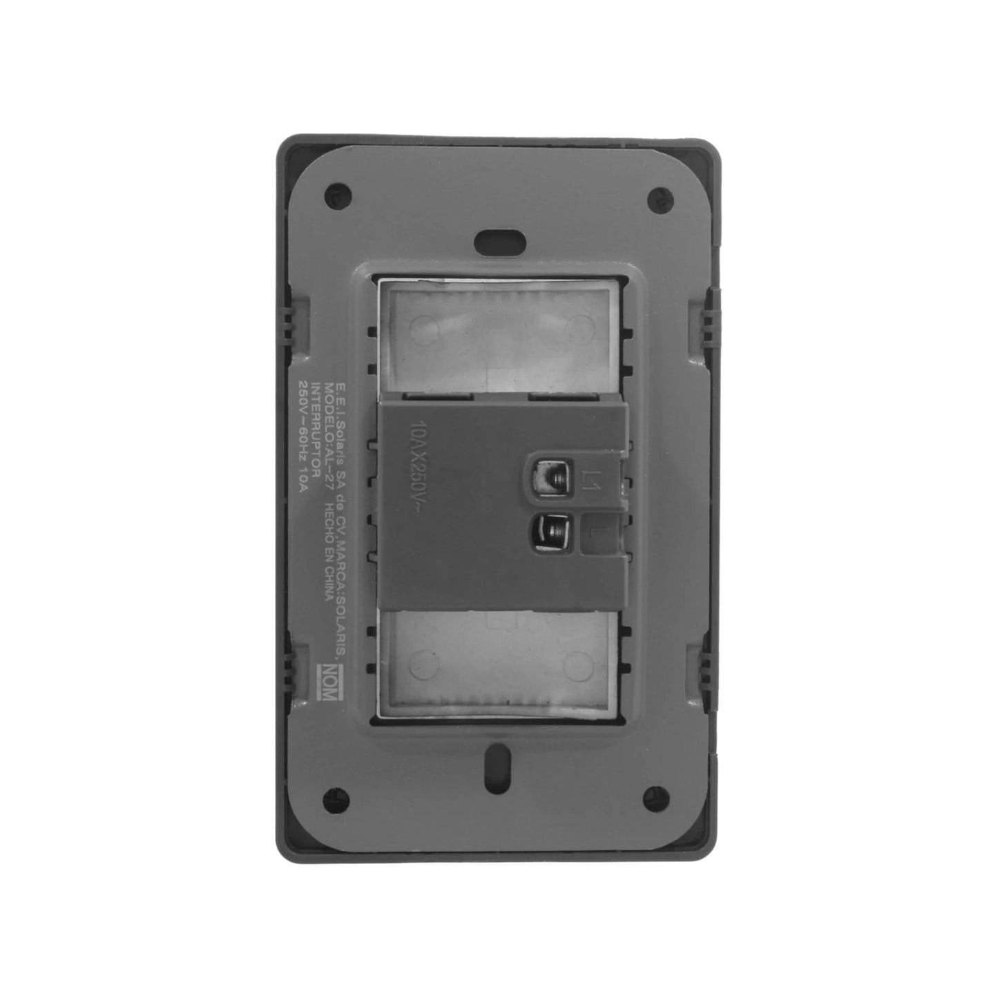 Parte trasera de placa interruptor eléctrico Solaris AL-27 negro 10A 250V para timbre