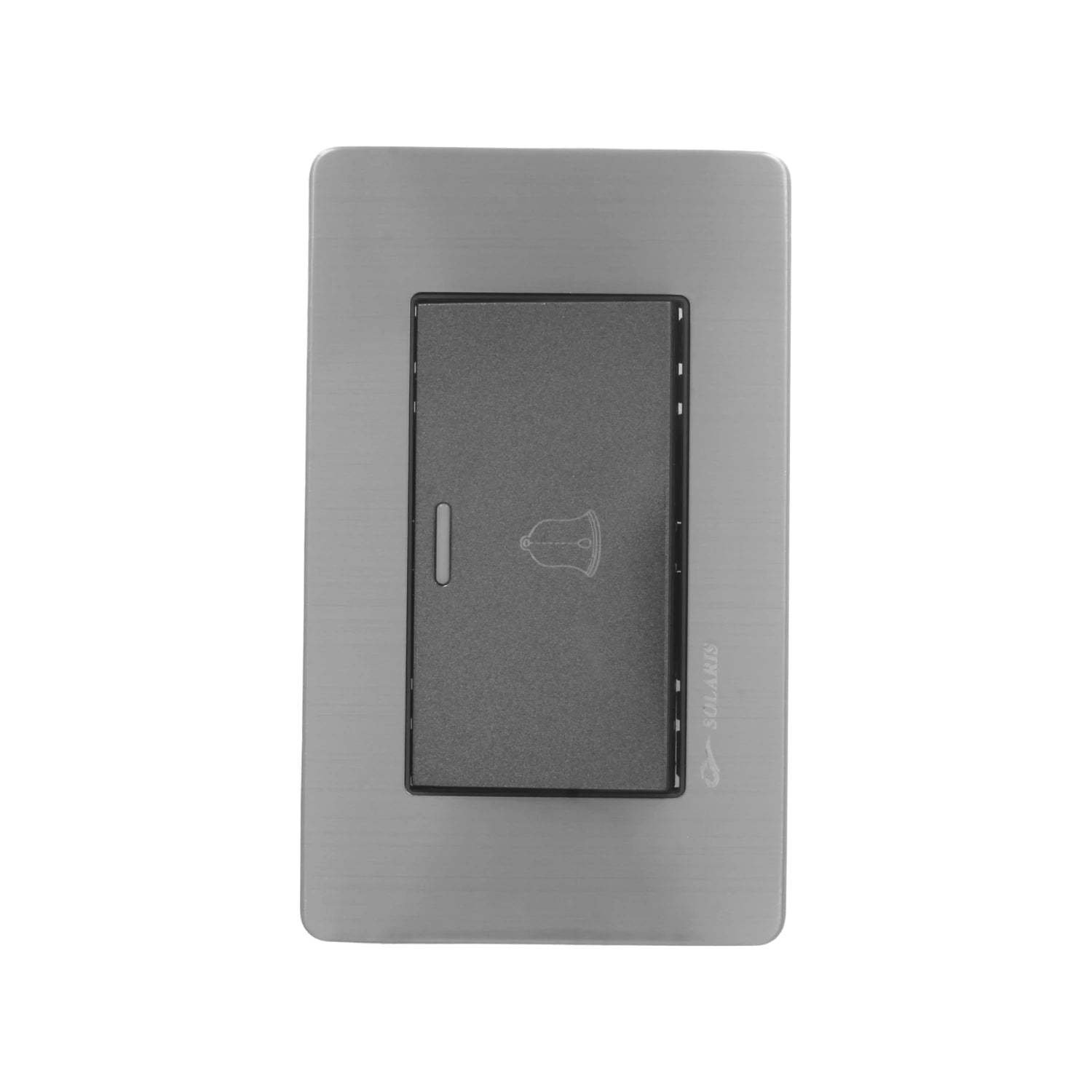 Placa de botón para timbre Solaris, gris metálico cepillado con icono de campana